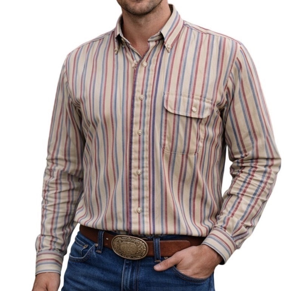 Vintage Levi's 90s Men's Button Shirt Striped Print Casual Long Sleeve Sz Medium